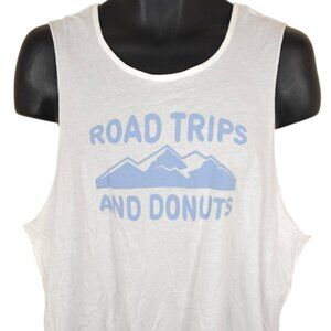 Road Trip Tank Top Womens Size 1X White Donuts Travel Destination Made In USA